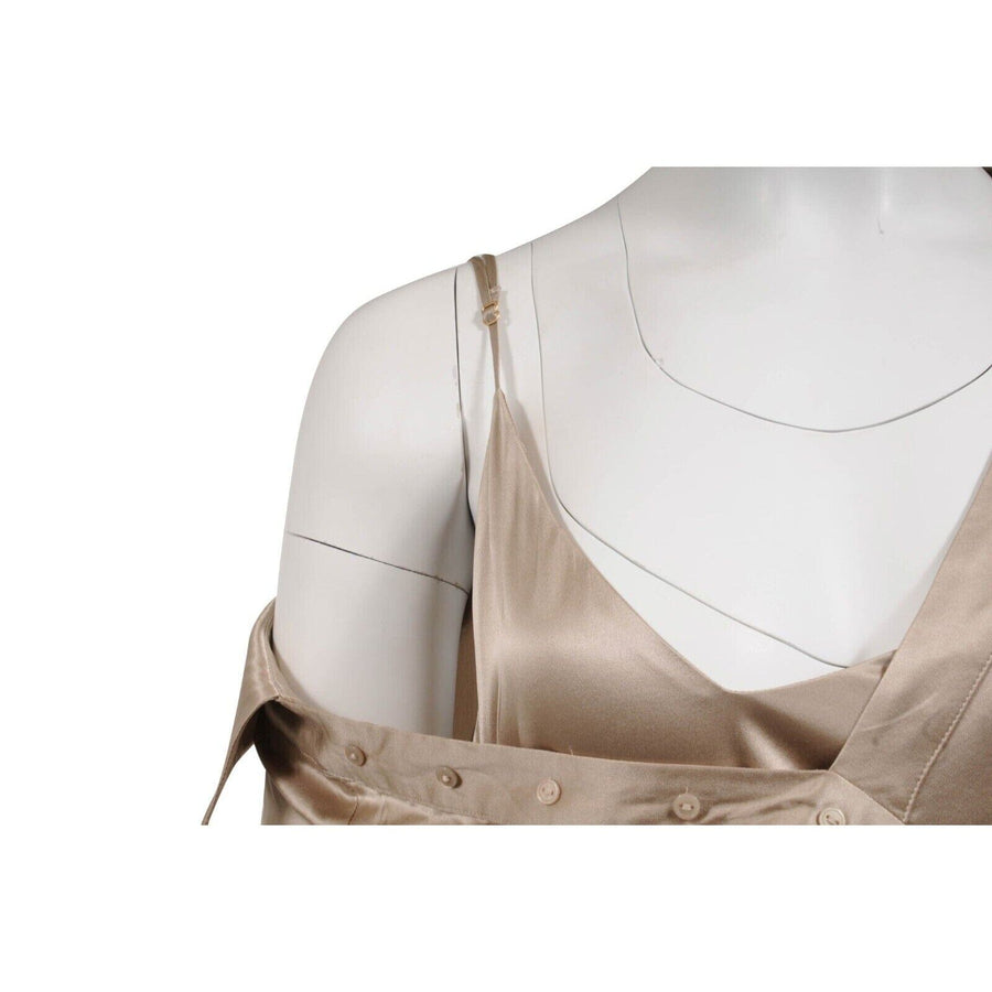 Beige Silk Eliana Asymmetrical Shirt Dress Nicholas 