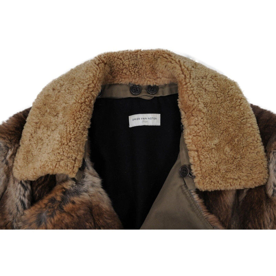 Biker Jacket Large Brown 100% Rabbit Fur FW10 Bondage Coat DRIES VAN NOTEN 