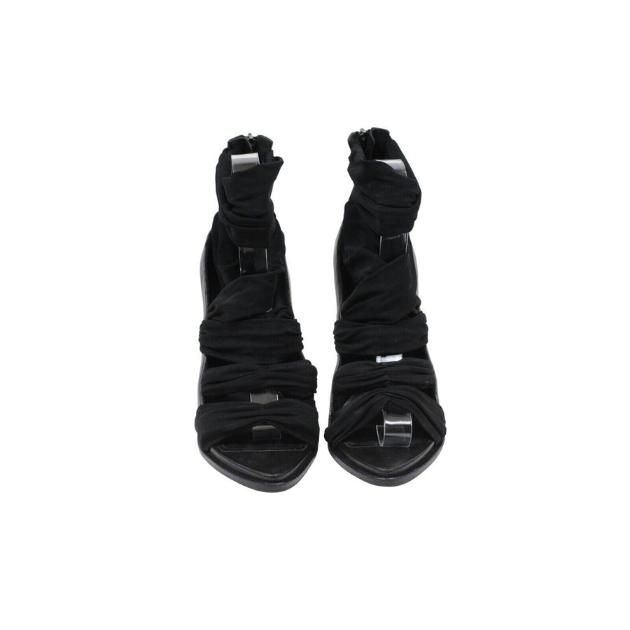 Black 120MM Back Zip Heel Jersey Wrap Sandals GIVENCHY 