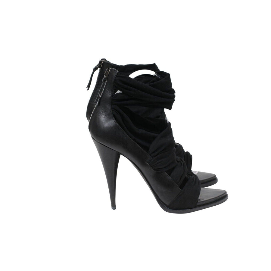 Black 120MM Back Zip Heel Jersey Wrap Sandals GIVENCHY 