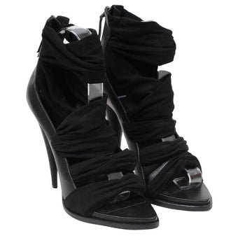Black 120MM Back Zip Heel Jersey Wrap Sandals GIVENCHY 