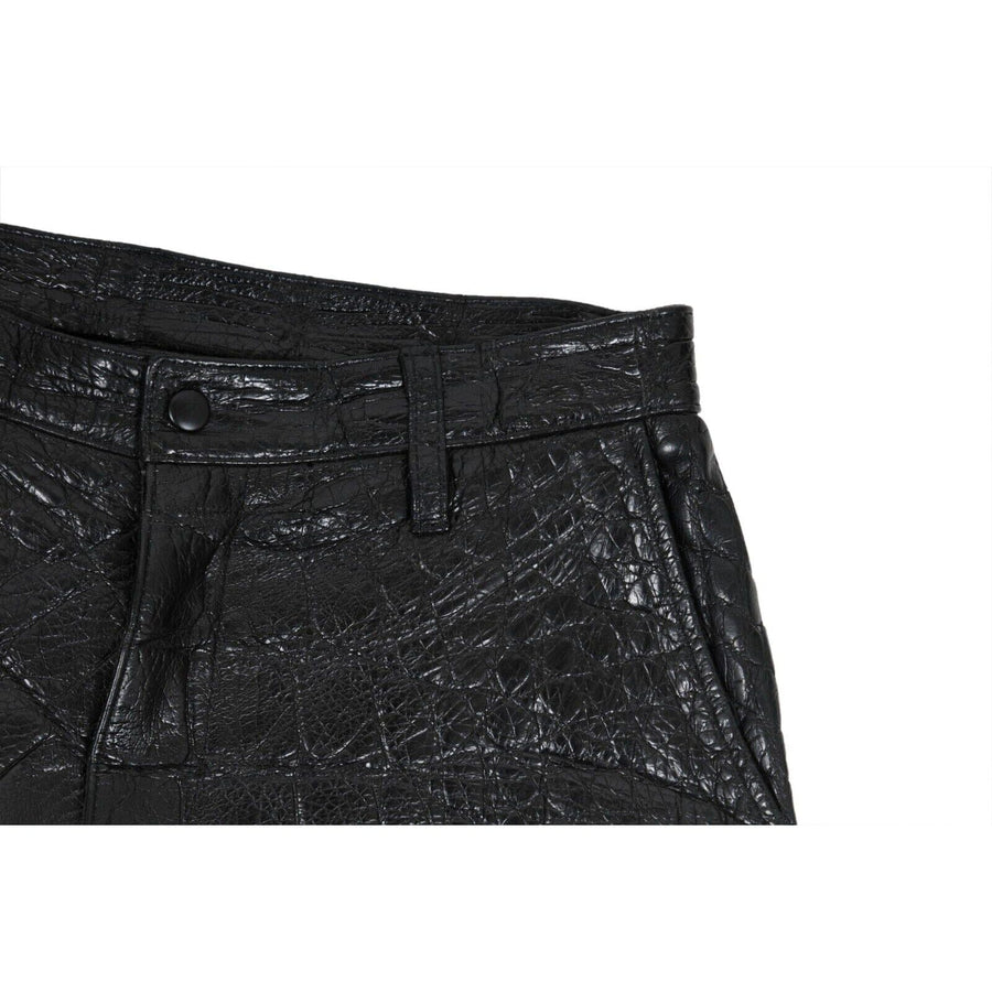 Black Alligator Leather Shorts Vereda 