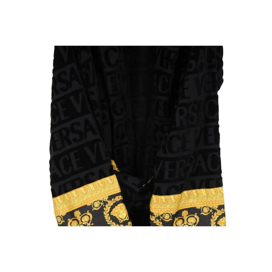 Black Belted Terrycloth I Heart Baroque Logo Bathrobe Versace 