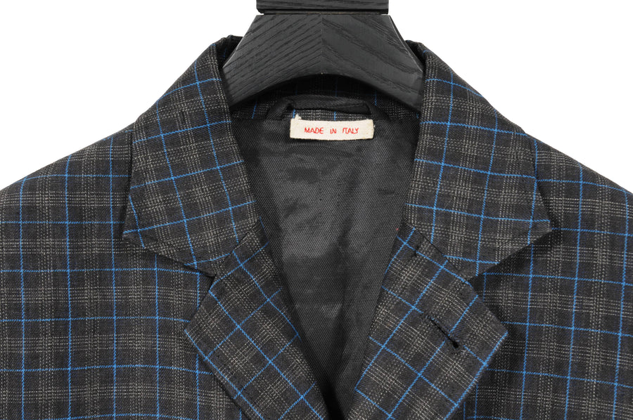 Black Blue Check Plaid Linen Jacket Marni 