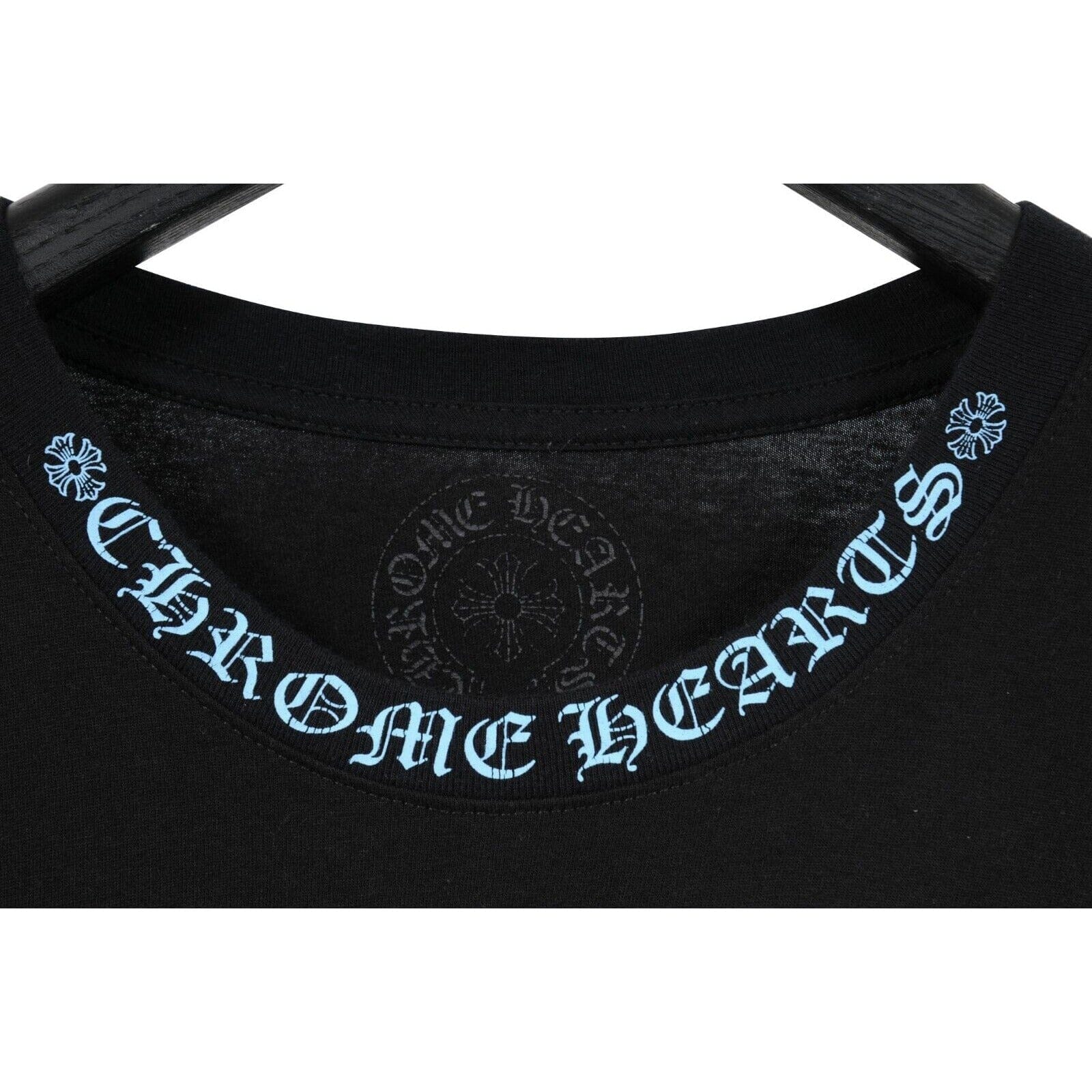 Chrome Hearts Black Blue Script Logo Pocket T Shirt Size XL – THE