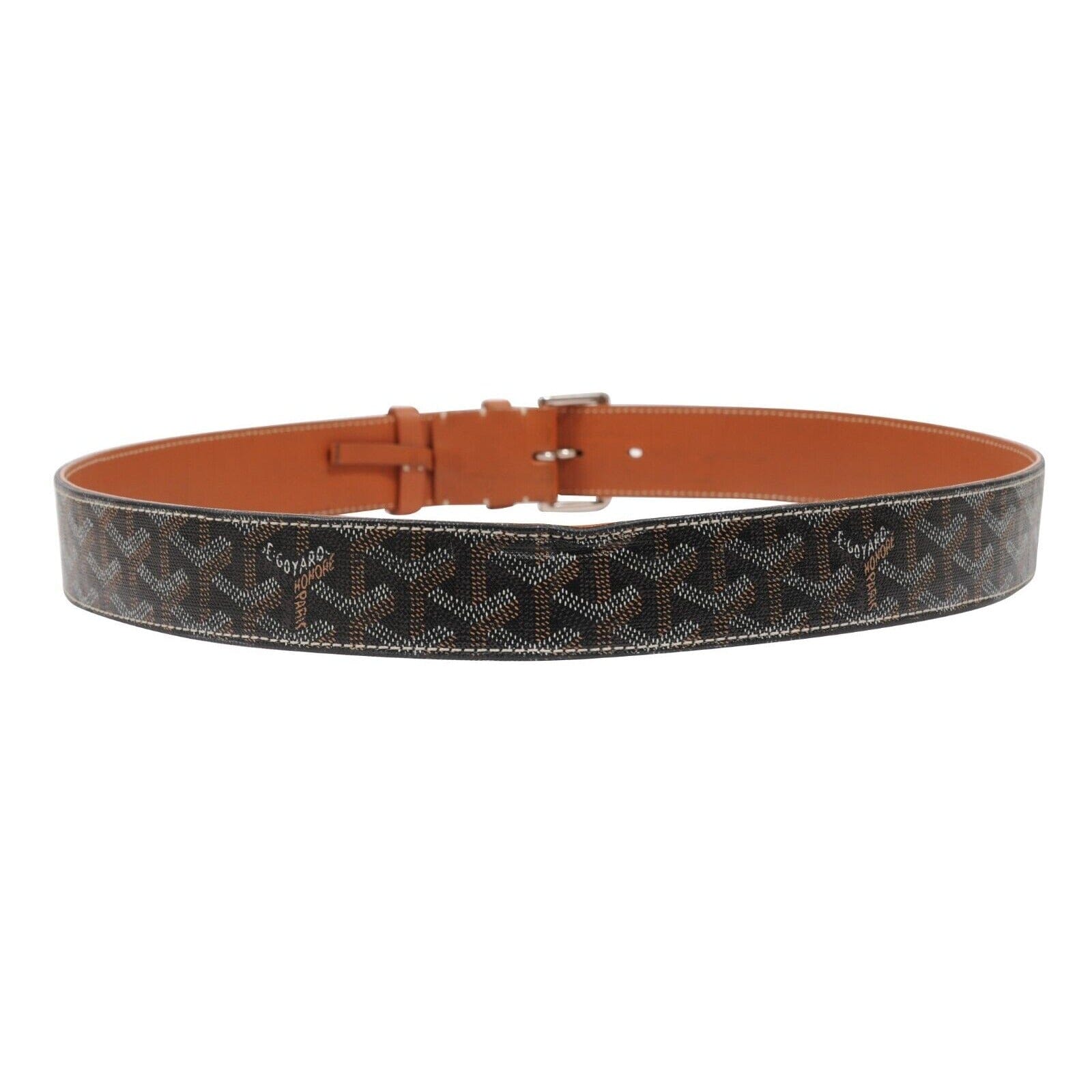 Goyard Belt Monogram Silver Buckle Brown Leather Leather belt Goyard Brown size 85 cm in Leather - 36839332 main image 2