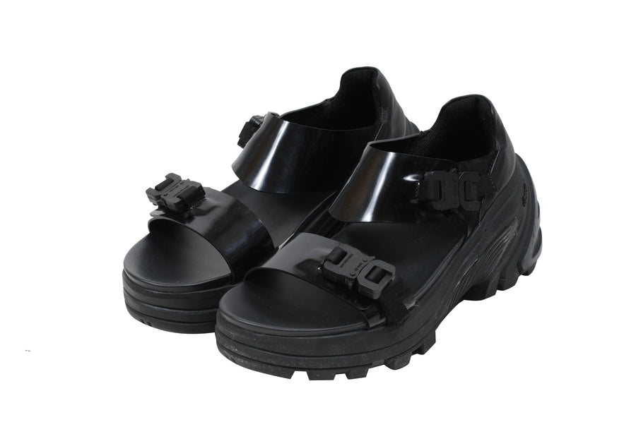 Black Buckle Vibram Sole Chunky Sandals