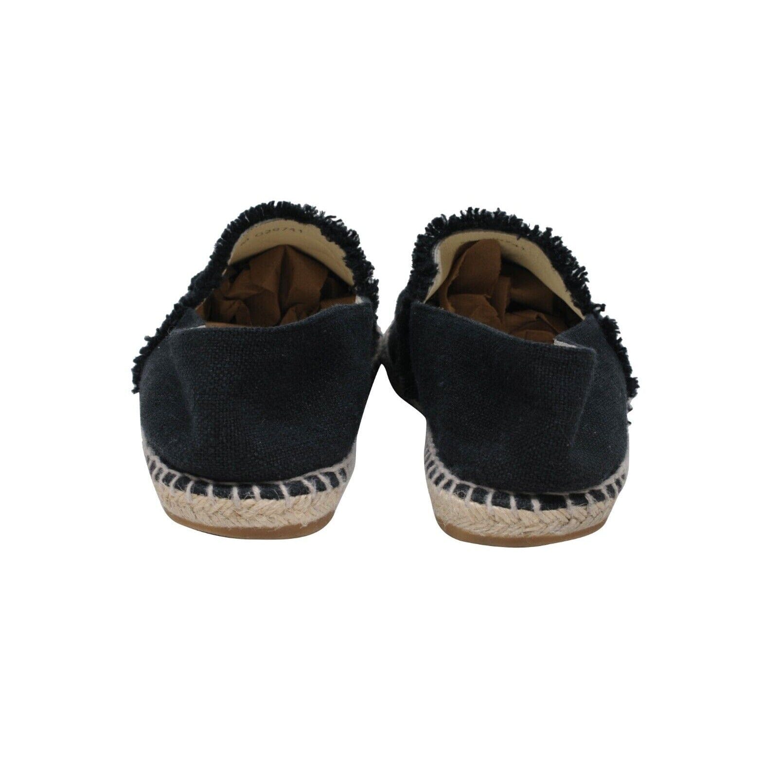 Chanel Mens Black Denim Canvas Slip On CC Logo Espadrilles US9
