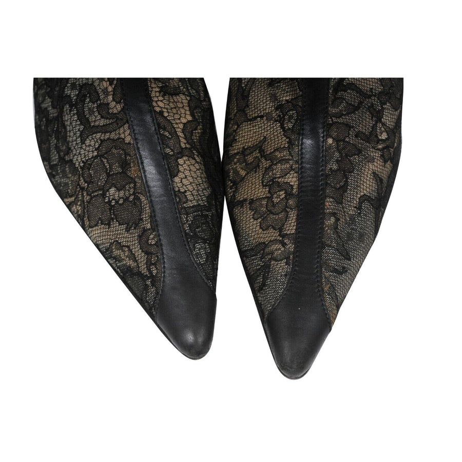 Black Floral Lace 100mm Kate Knee High Boots CHRISTIAN LOUBOUTIN 