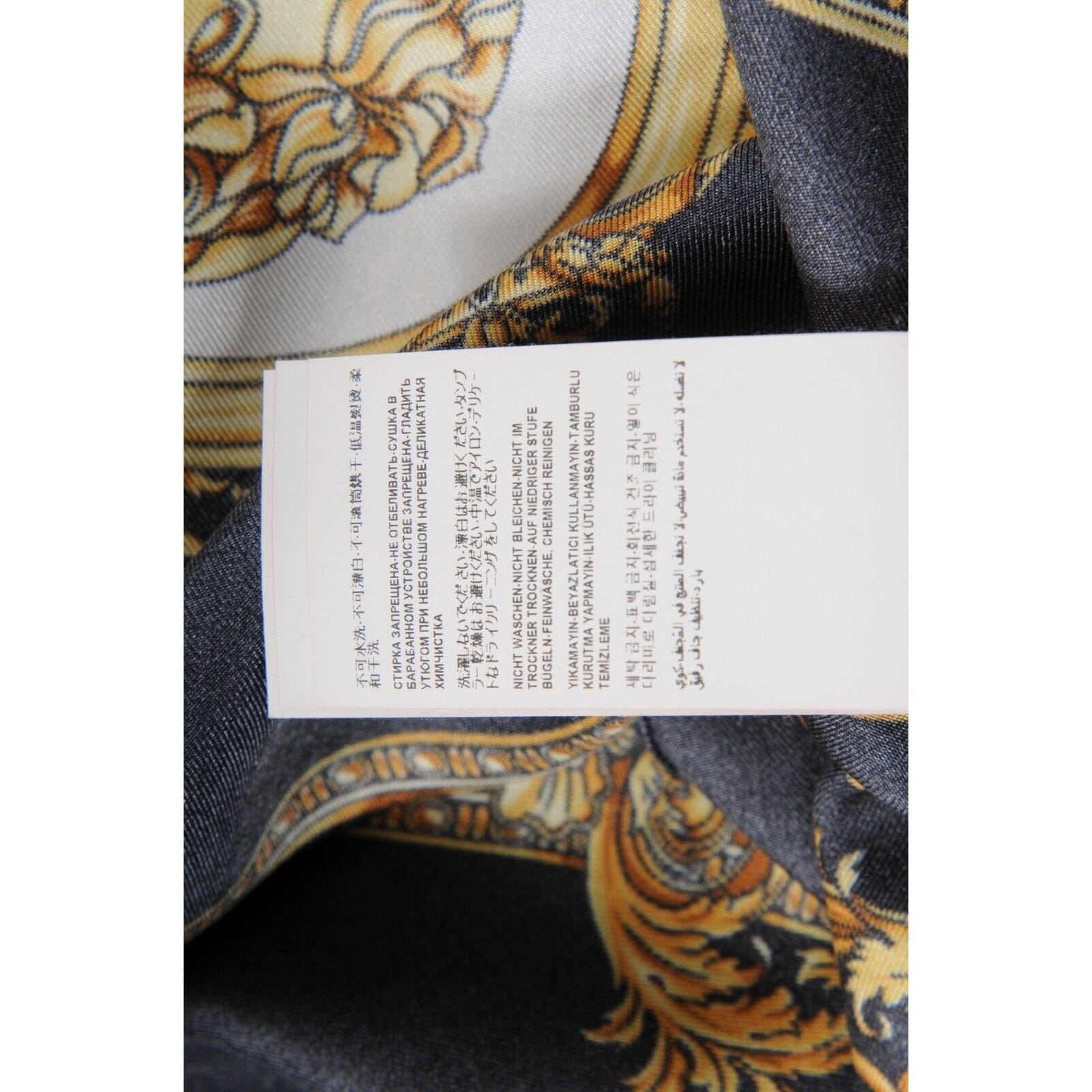 Versace Black Gold Silk Baroque La Coupe Des Dieux Button Down