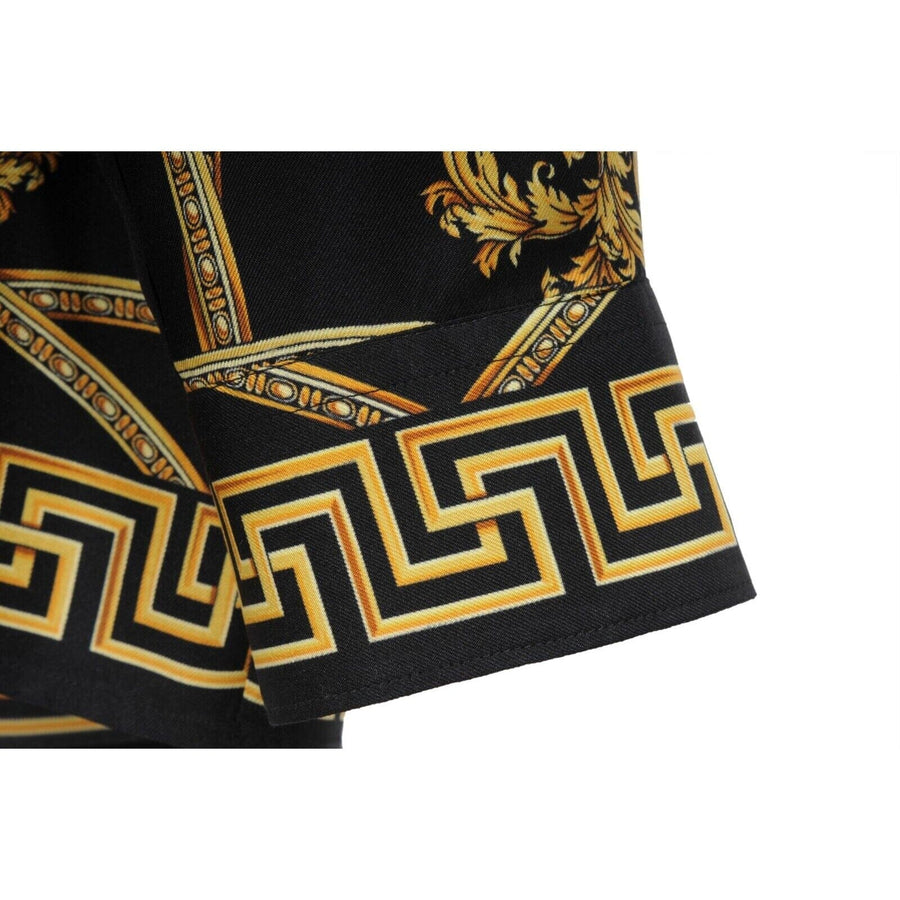 Black Gold Silk Baroque La Coupe Des Dieux Button Down Shirt Versace 