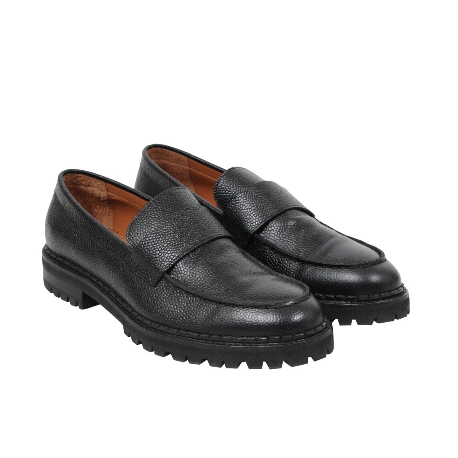 Lanvin Black Grained Leather Chunky Derby Lug Sole Penny  display picture 1