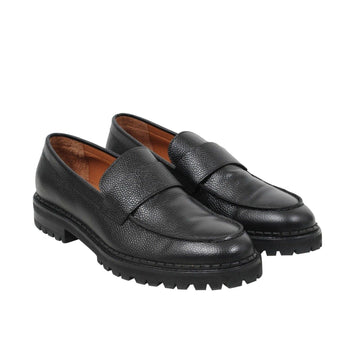 Black Grained Leather Chunky Derby Lug Sole Penny Loafers Lanvin 