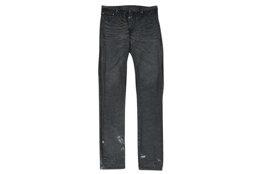 Black Gray Waxed Cracked Hedi Luster Denim Jeans DIOR 