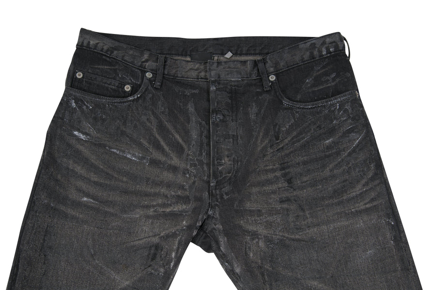 Black Gray Waxed Cracked Hedi Luster Denim Jeans DIOR 