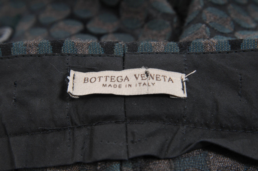 Black Green Burgundy Geometric Print Trousers Bottega Veneta 