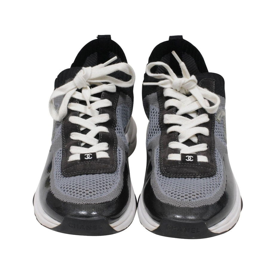 Black Grey Stretch Sport Sprint CC Logo Sock Trainers CHANEL 