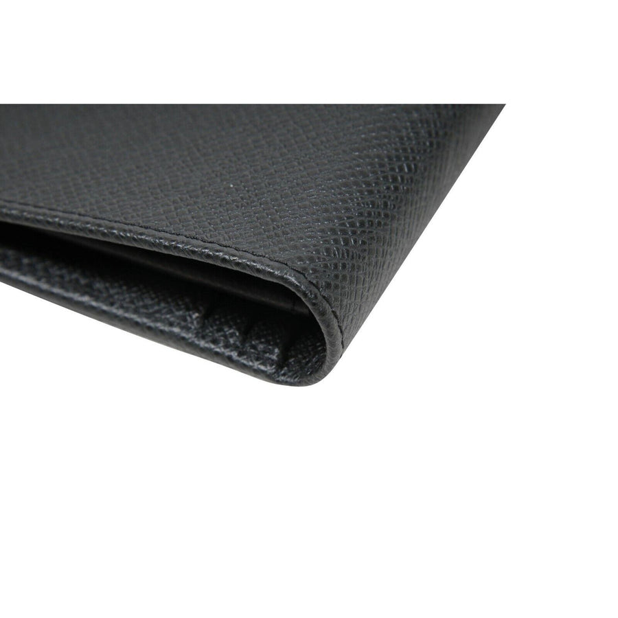 Black Grey Taiga Leather Long Wallet LOUIS VUITTON 