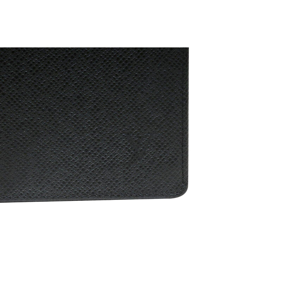 Black Grey Taiga Leather Long Zip Card Wallet LOUIS VUITTON 