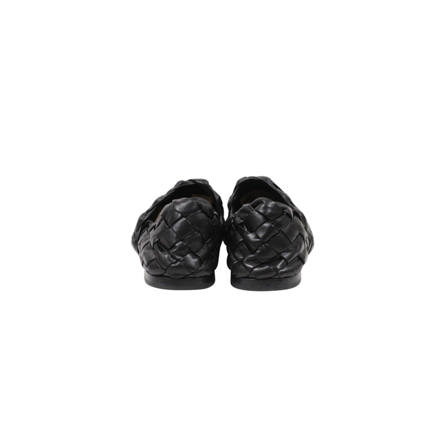 Black Intreccio Weave Leather Loafer Slippers Bottega Veneta 