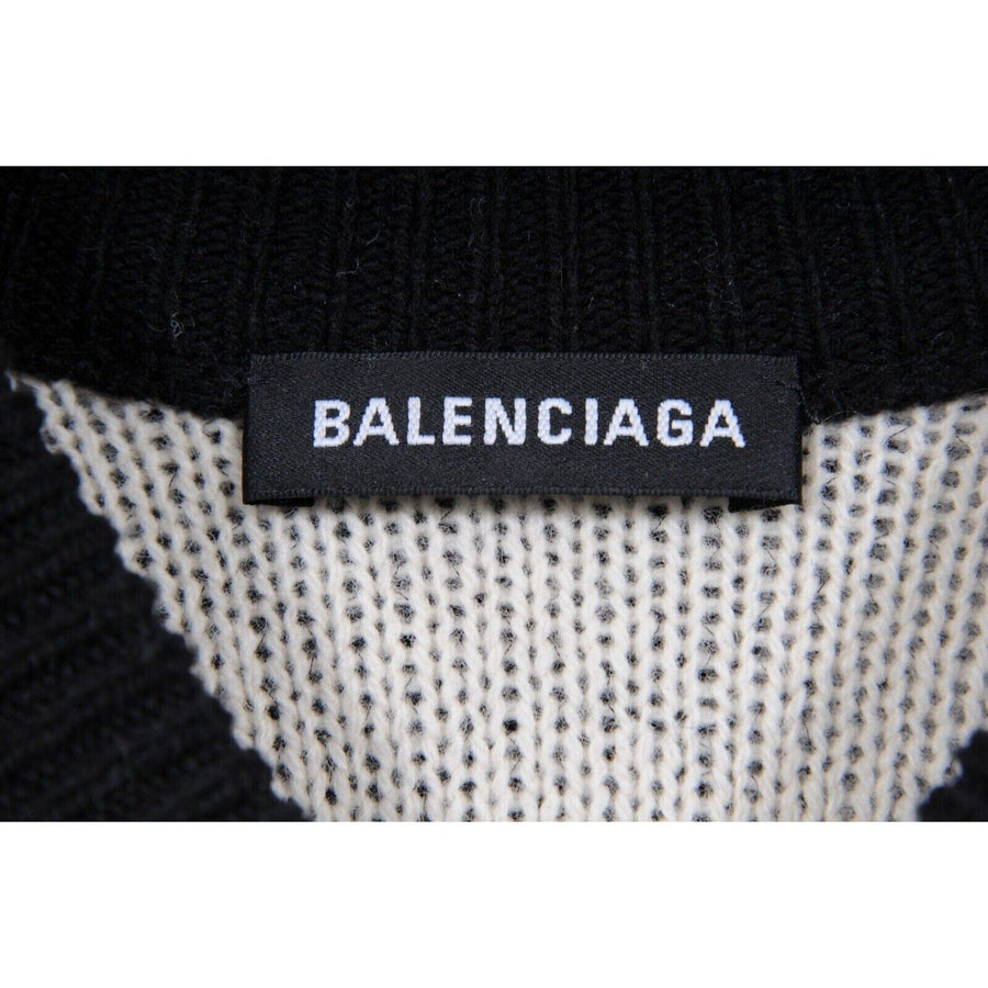 Balenciaga Knit All Over Logo Oversized V Neck Sweater Medium – THE-ECHELON