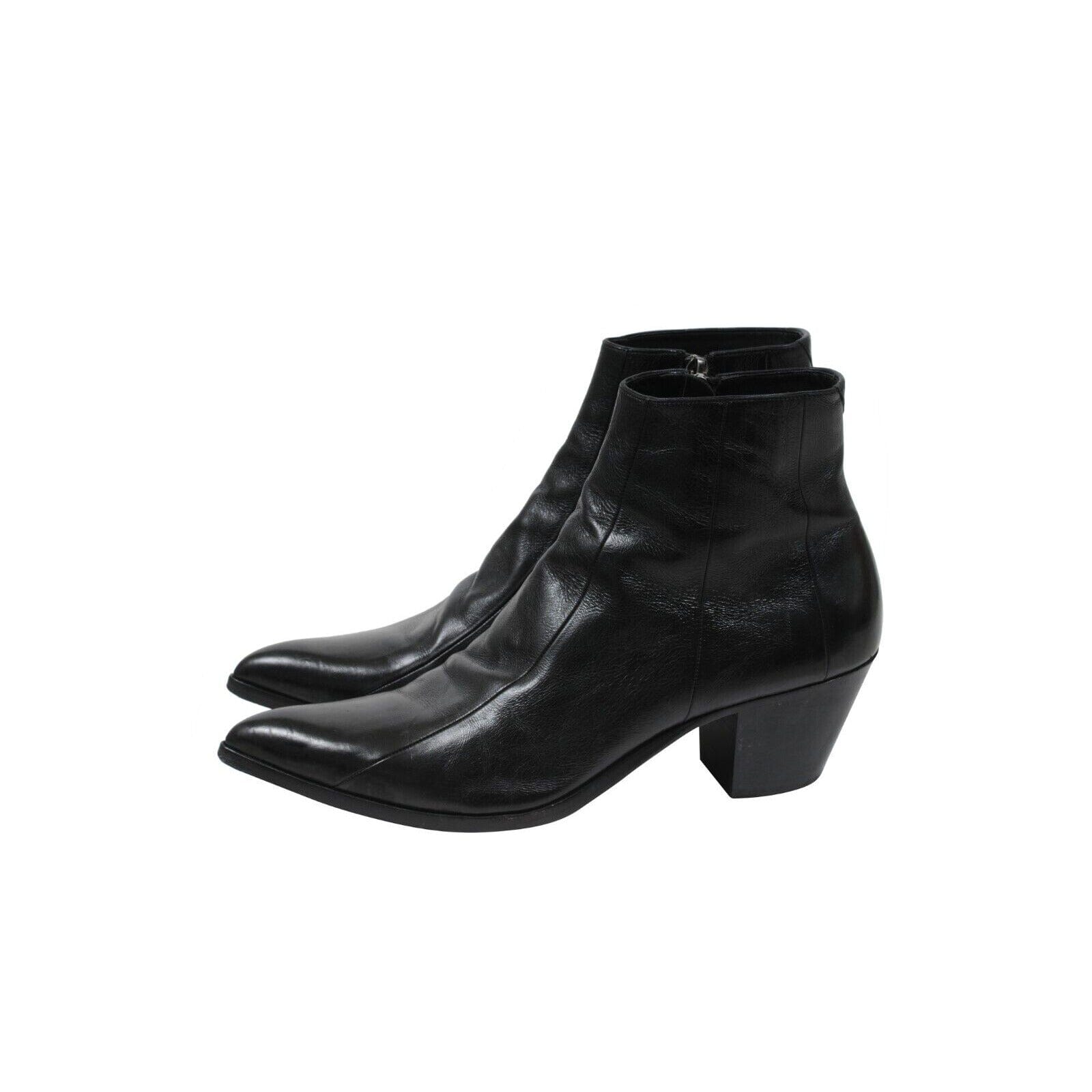 Saint Larent Black Leather 60mm Finn Western Boots 43 US 10 Hedi