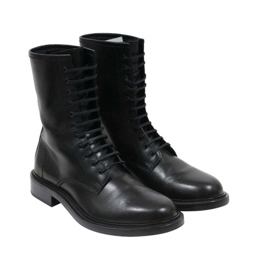 Black Leather Combat Ranger Timothy Army Boots SAINT LAURENT 