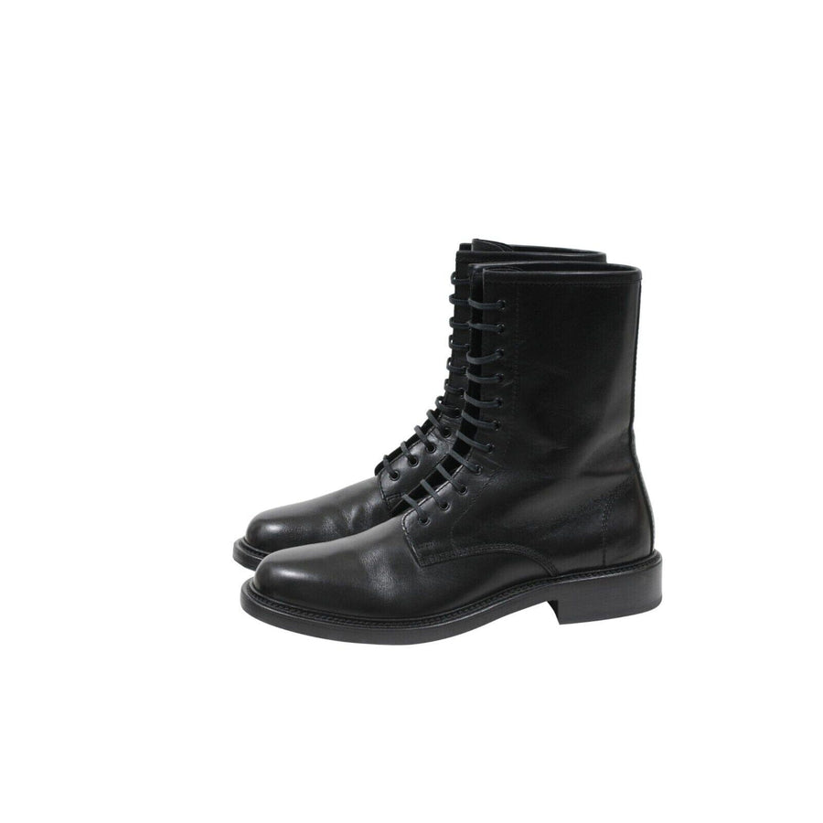 Black Leather Combat Ranger Timothy Army Boots SAINT LAURENT 