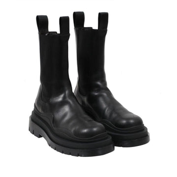 Black Leather Lug Sole Tire Chelsea Boots Bottega Veneta 
