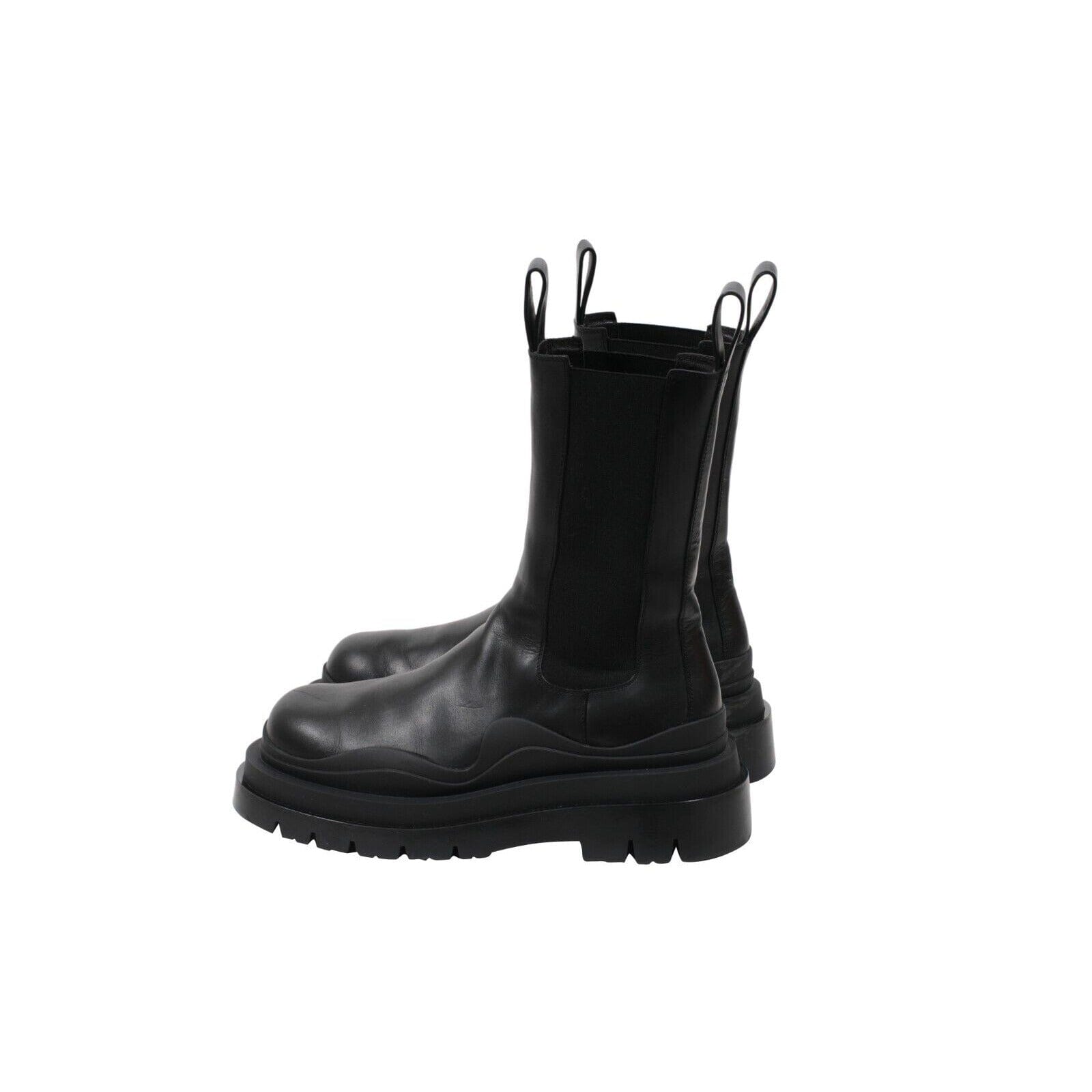 Bottega Veneta Lug Sole Tire Chelsea Boots US8 IT41 Black Leather 