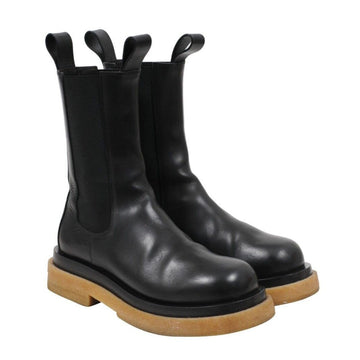Black Leather Lug Tan Crepe Sole Chelsea Boots Bottega Veneta 