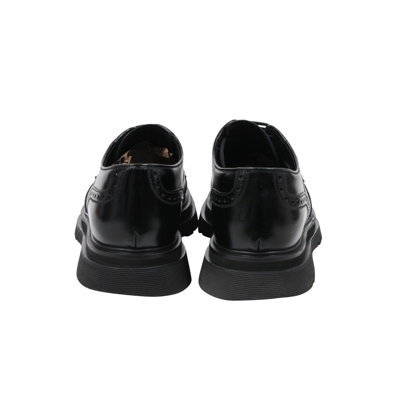 Prada Mens Black Leather Oxford Wingtip Brogue Chunky Derby 
