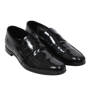 Black Leather Slip On Moccasin Casual Penny Loafers Prada 