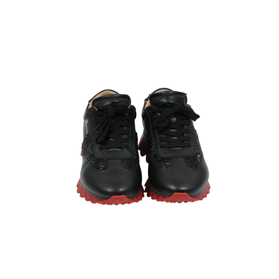 Black Leather Strass Spike Loubishark Sneakers CHRISTIAN LOUBOUTIN 