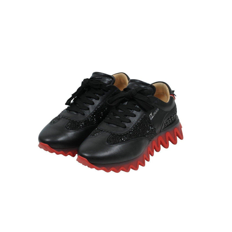 Black Leather Strass Spike Loubishark Sneakers CHRISTIAN LOUBOUTIN 
