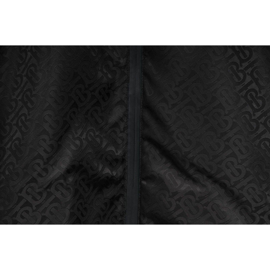 Black Logo Monogram Front Zip Hooded Nylon Anorak Jacket Burberry 