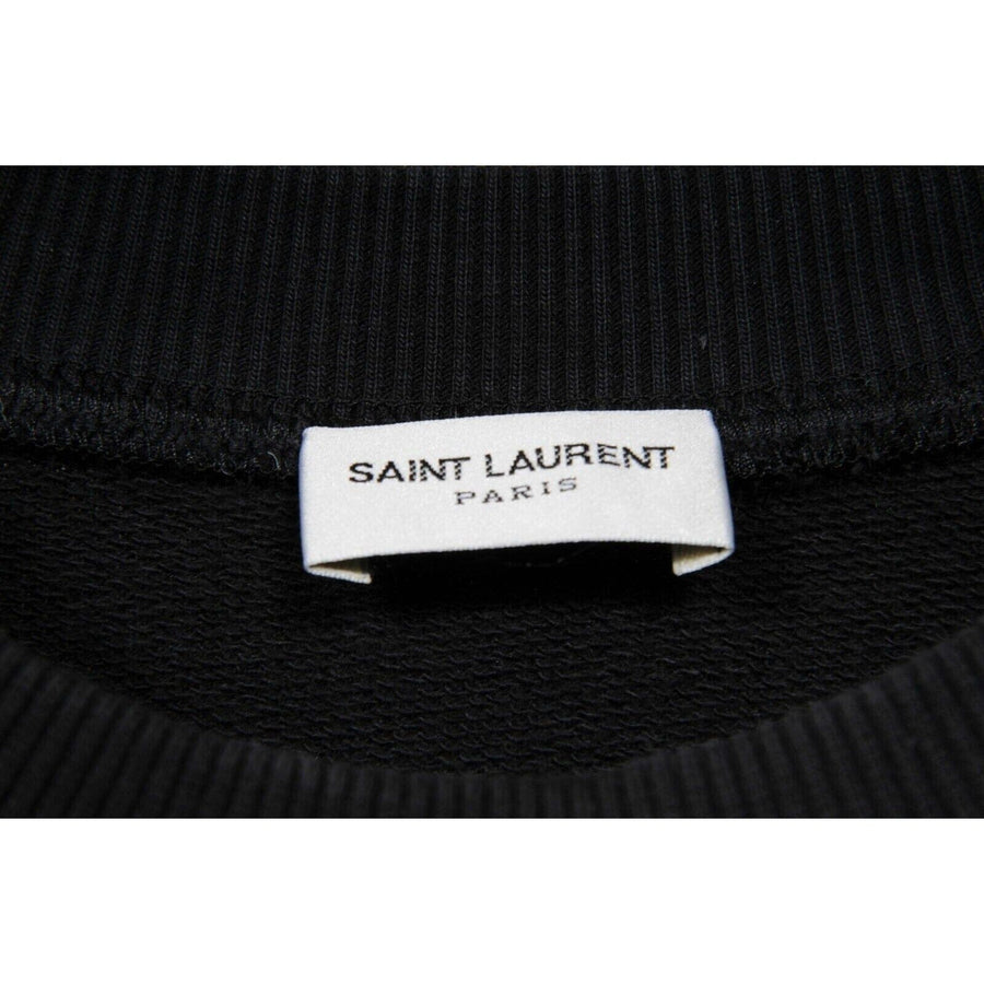 Black Logo Short Sleeve Cropped Sweatshirt SAINT LAURENT 
