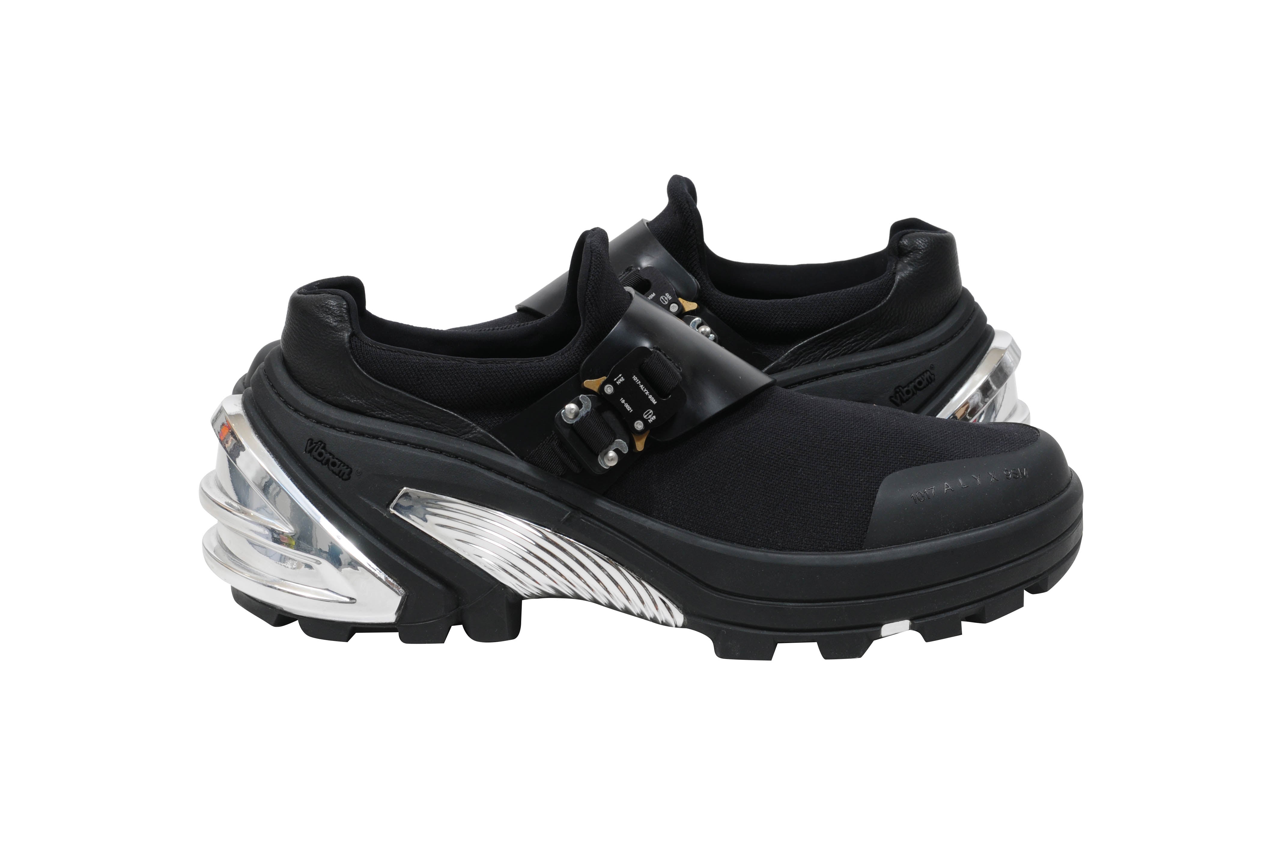1017 ALYX 9SM Black Sock Mesh Rubber Buckle Vibram Sole Low Top
