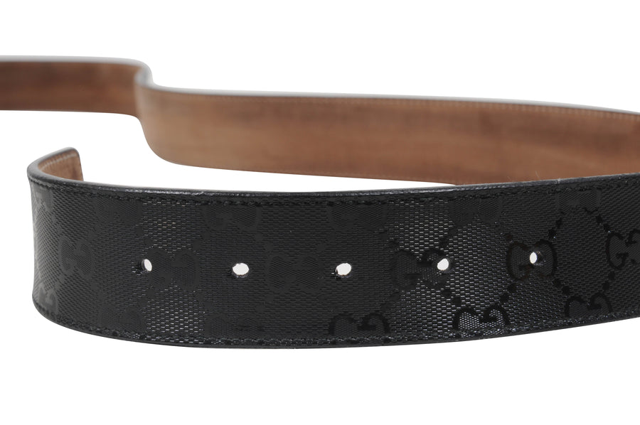 Black Metallic Leather Interlocking G Belt GUCCI 