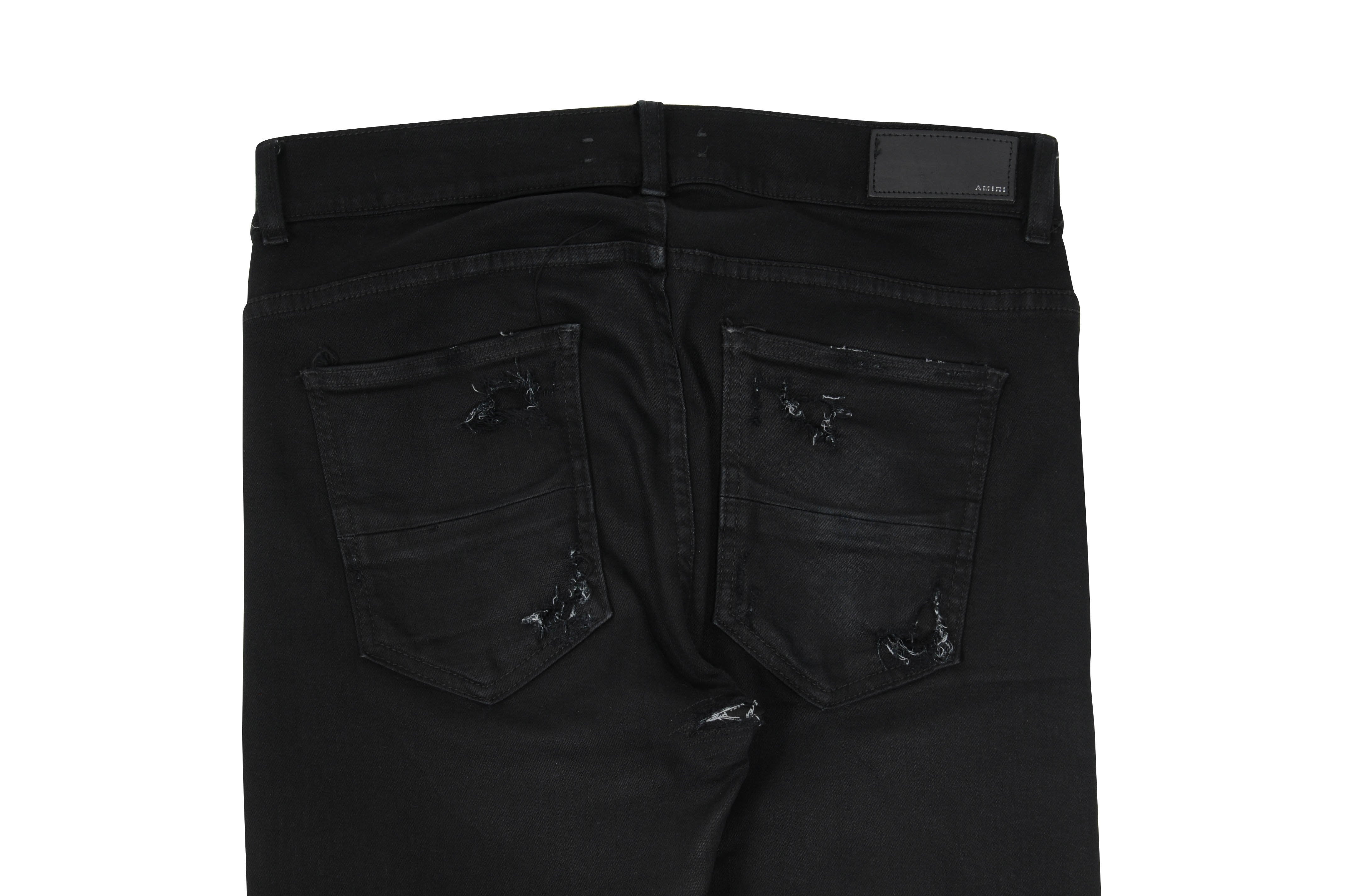 UNIFECTION 22fw AMIRIMIKE men jeans MX1 JEAN - BLACK/SILVER DISTRESSED pants