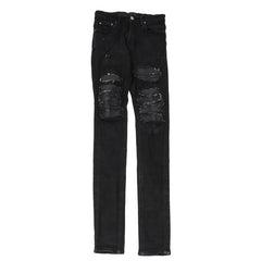パンツ AMIRI MX1 denim Black jeans W30 AMIRI MX1 Ultra Suede Skinny-Fit Panelled Distressed Jeans