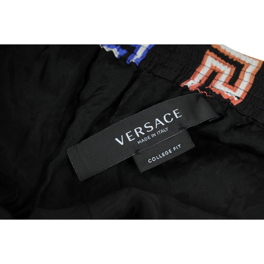 Black Neon Multi Greca Silk Bermuda Shorts Versace 