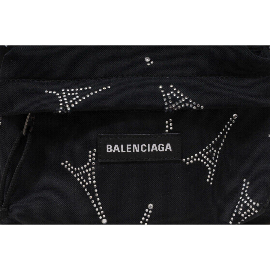 Black Nylon Crystal Embellished Eiffel Tower Explorer Backpack BALENCIAGA 