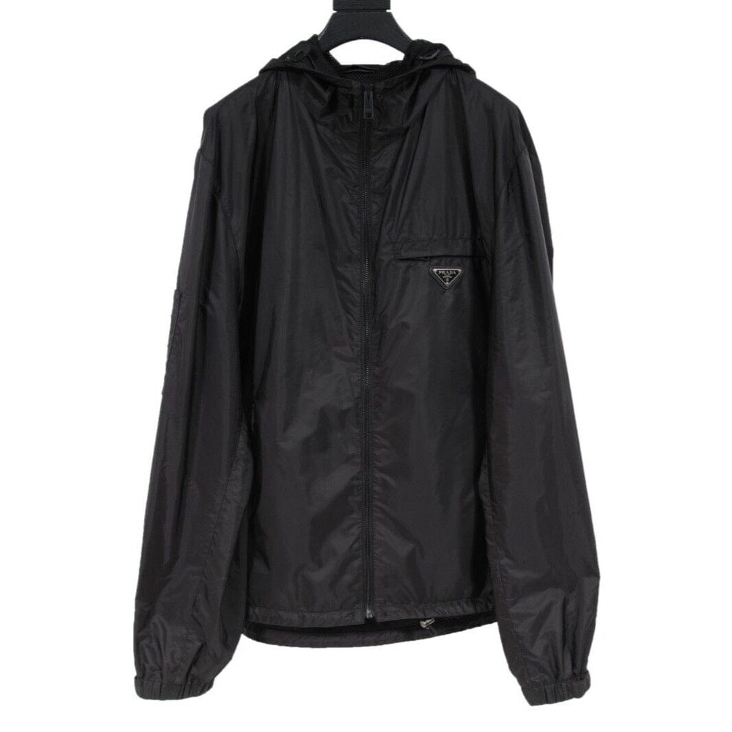Prada Re-nylon Black Windbreaker Blouson Zip Jacket Size 54 XL