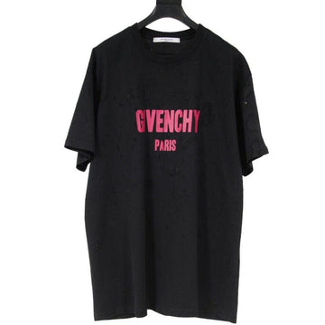 Black Pink Distressed Barneys NY Collab Logo T Shirt GIVENCHY 