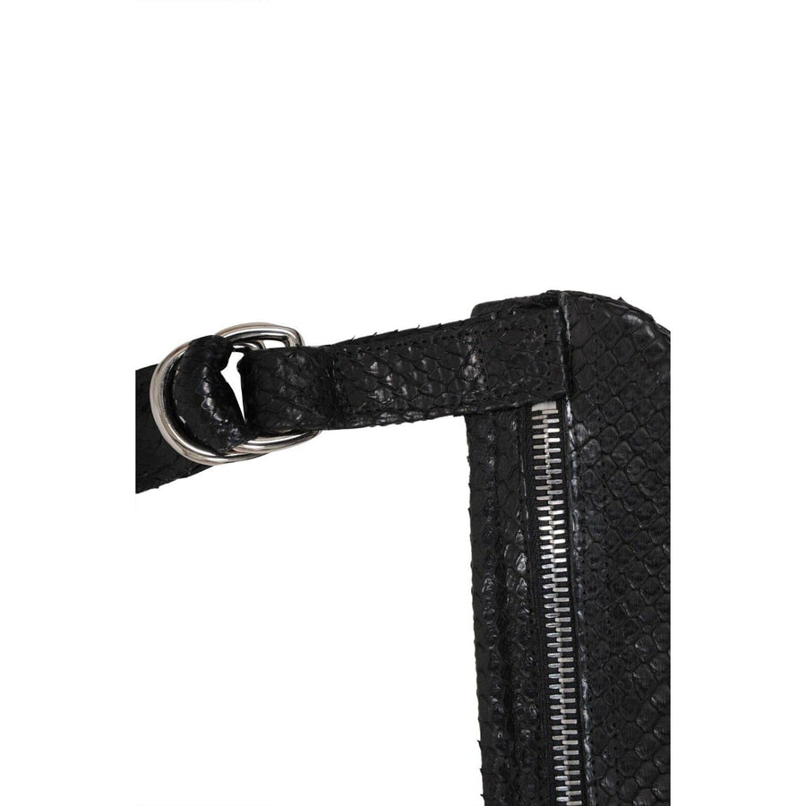 Black Python Snake Skin Leather Cross Body Pouch Travel Bag Vereda 