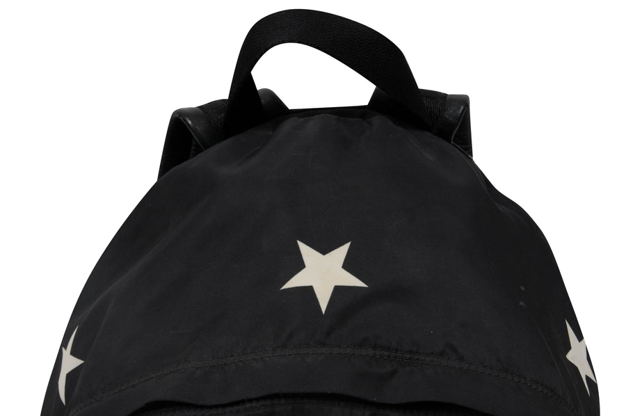 Black Rottweiler Dog Print Nylon Star Leather Backpack GIVENCHY 