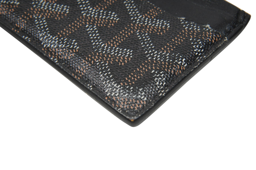 goyard saint-sulpice card wallet black canvas and black leather, with