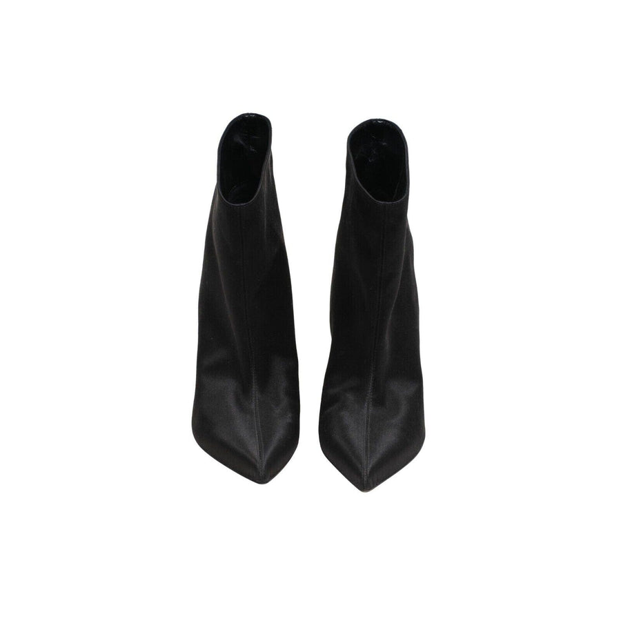 Black Satin Stiletto Pointed Toe Alex Boots Alexandre Vauthier 