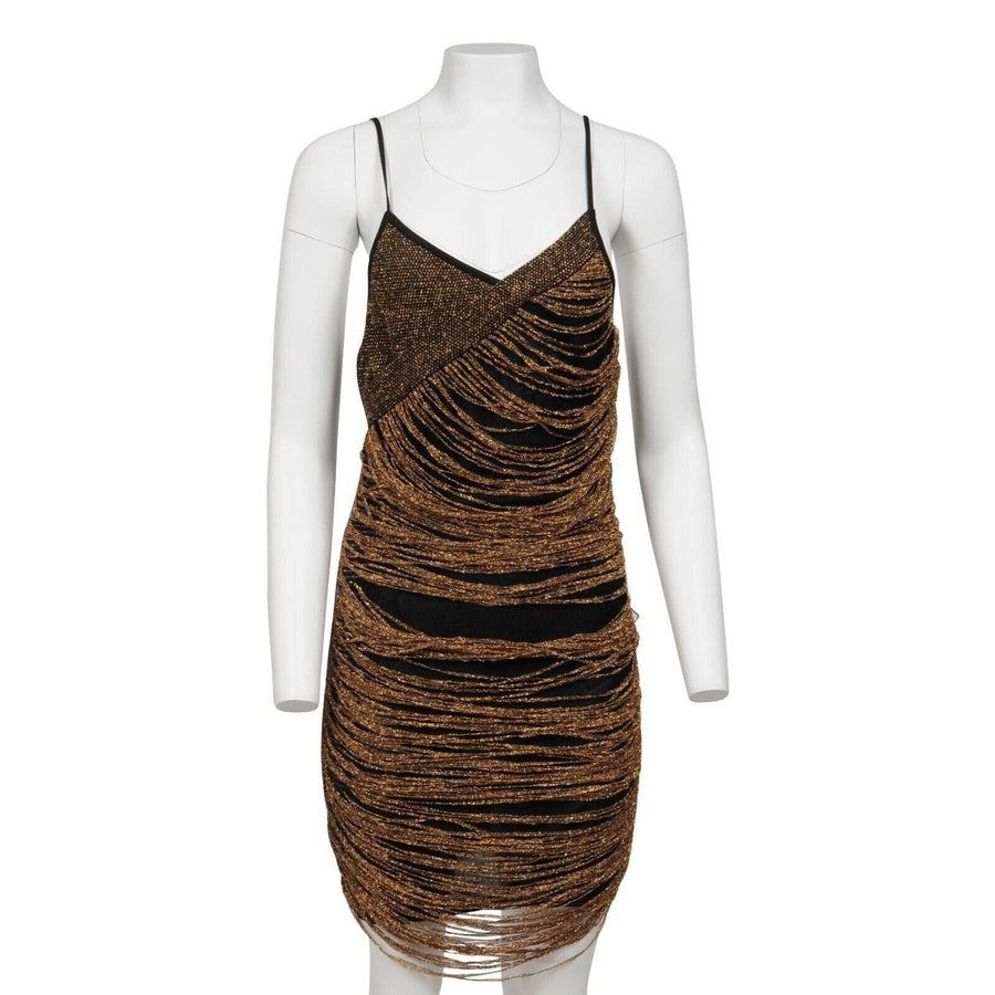 Balmain Black Shinny Glitter Gold Fringe Runway Mini Dress Size 40 THE-ECHELON Balmain Black Shinny Glitter Gold Fringe Runway Mini Dress Size 40 THE-ECHELON